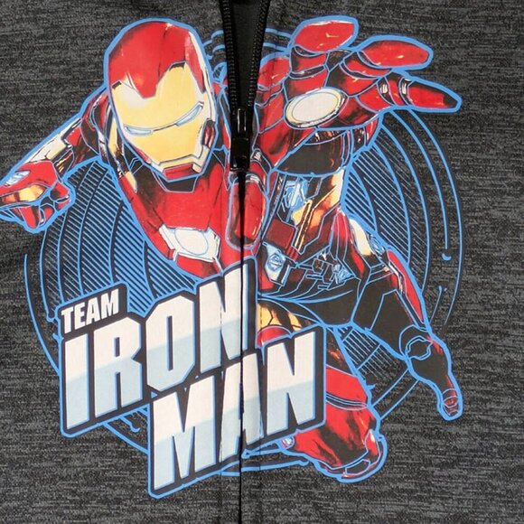 Marvel Iron Man Full Zip Hoodie Youth XL Gray Captain America Civil War Graphic - Picture 3 of 11
